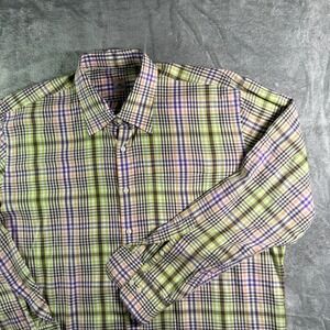 Peter Millar Plaid Button Down Long Sleeve Dress Shirt Colorful (READ)